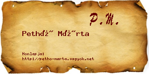 Pethő Márta névjegykártya