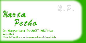 marta petho business card